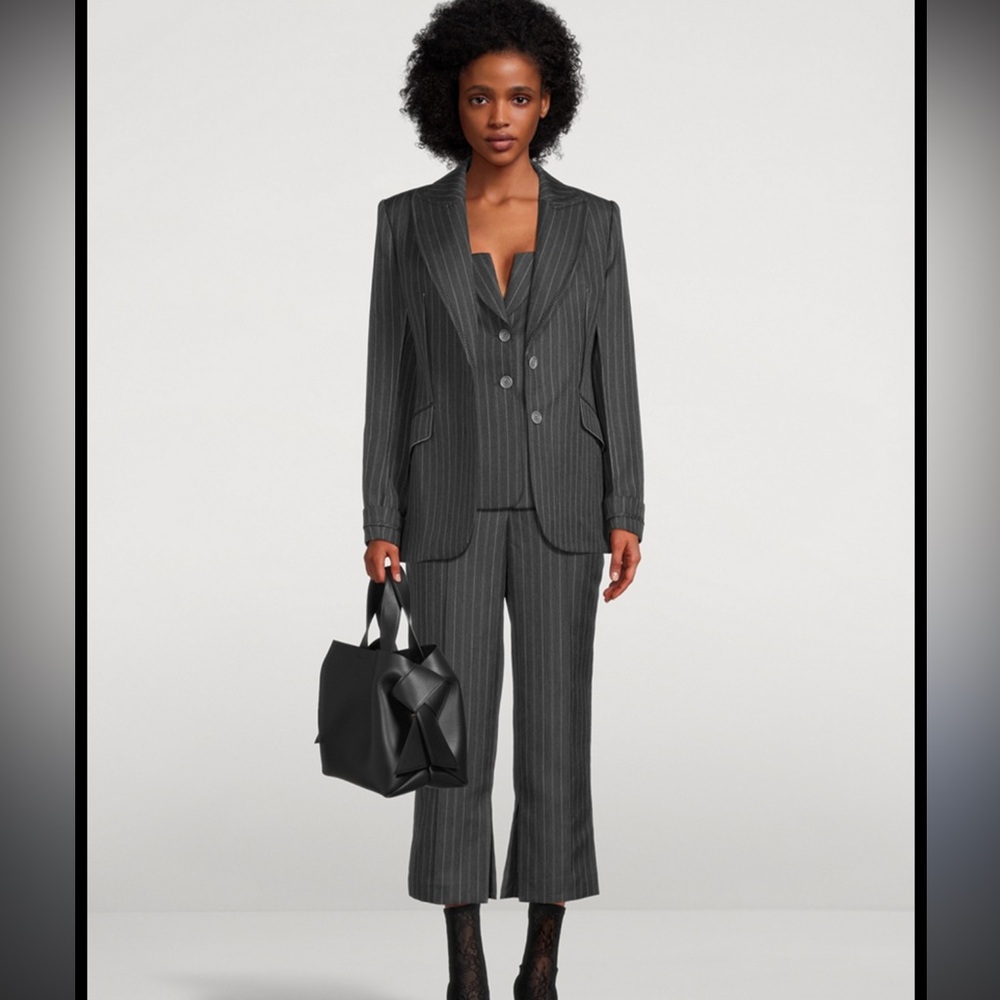 NWOT: SIMKHAI Gray Pinstripe Bustier Strapless Top Size 10 - Picture 3 of 13